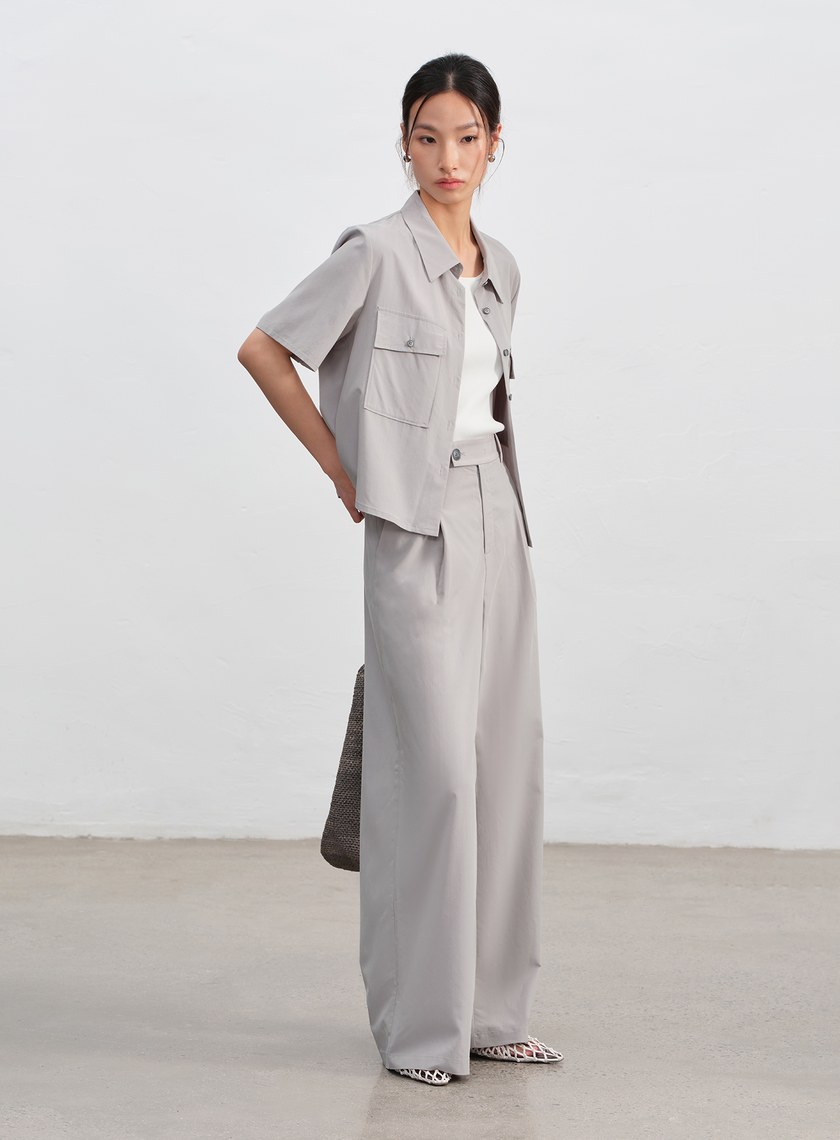 工裝涼感天絲寬褲