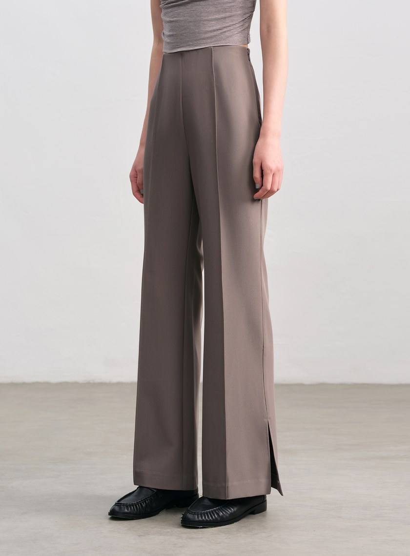 復古側開衩喇叭褲