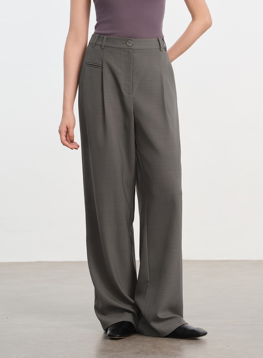 經典麂皮拼接西裝褲