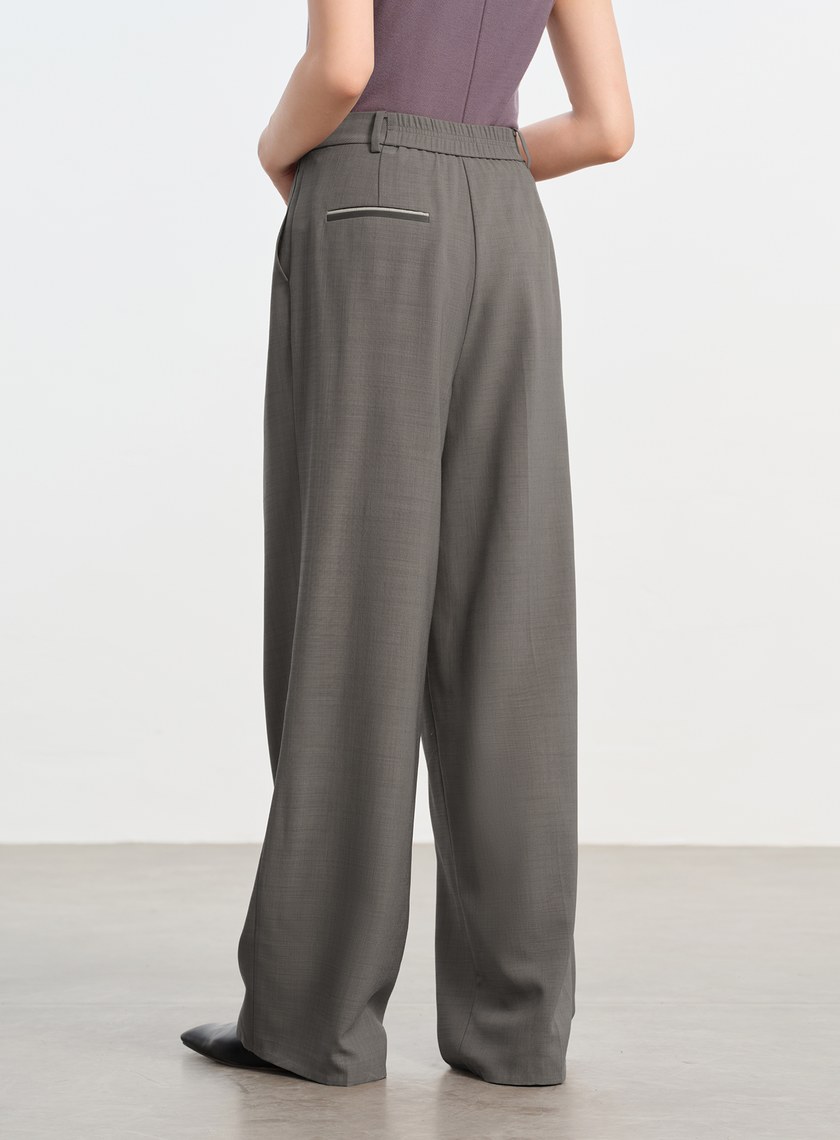 經典麂皮拼接西裝褲