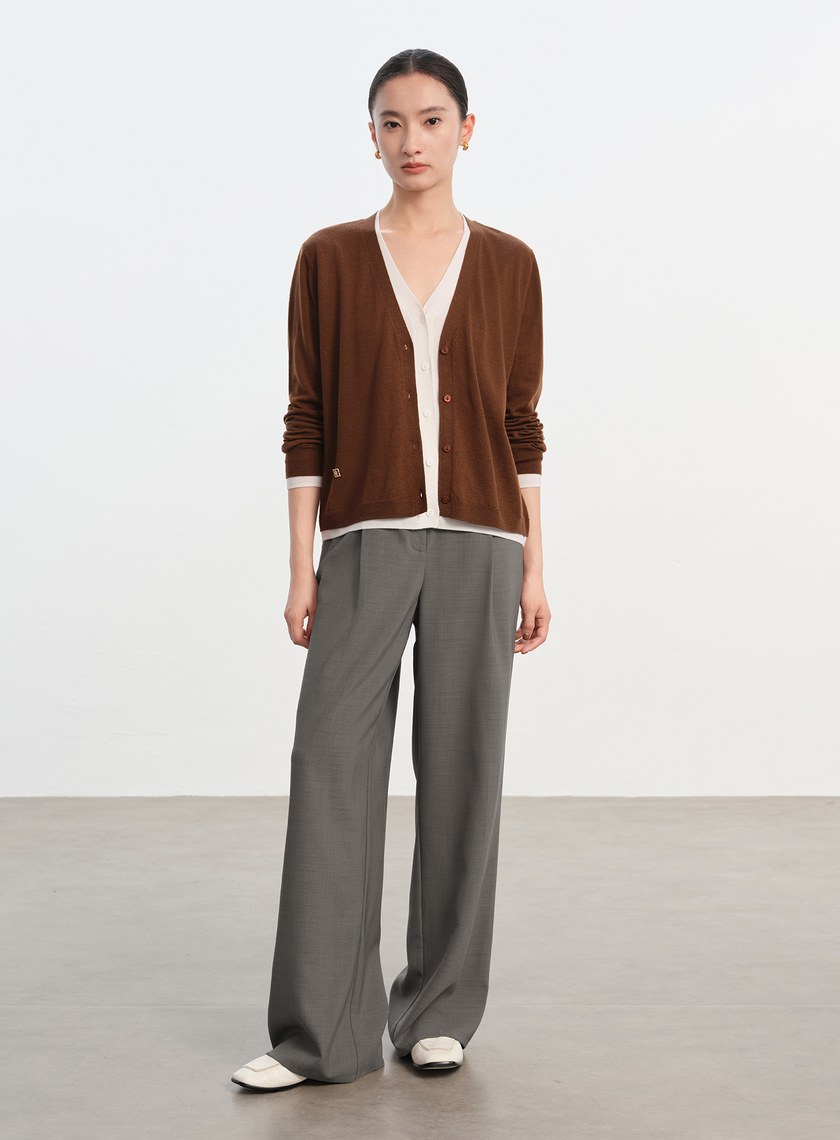 經典麂皮拼接西裝褲