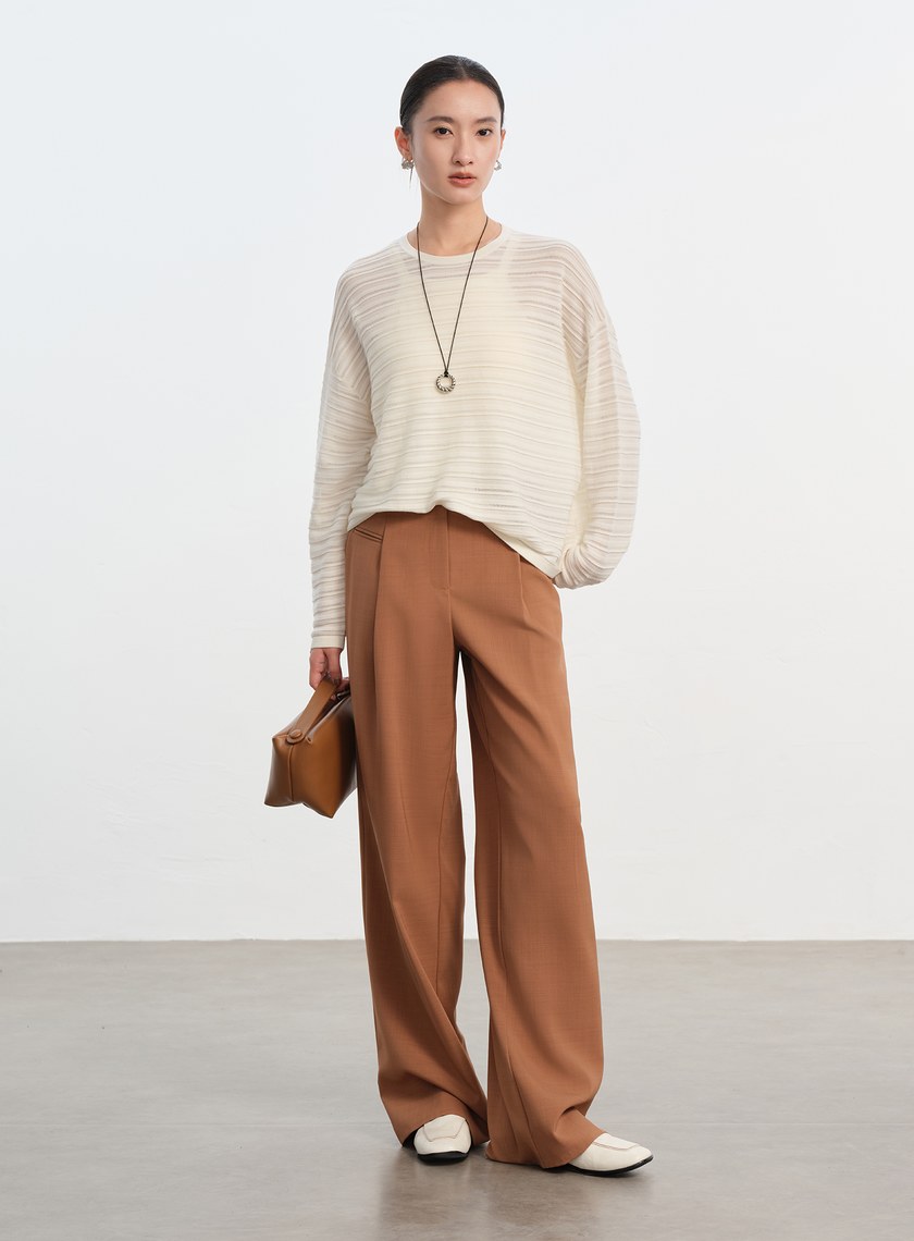 經典麂皮拼接西裝褲