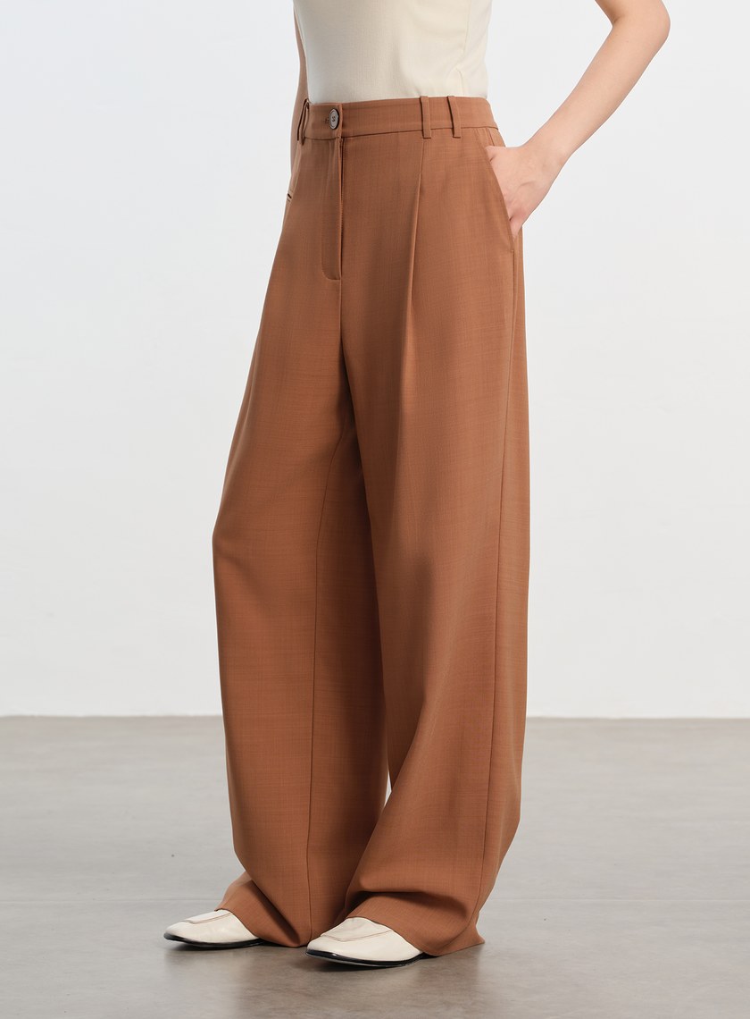 經典麂皮拼接西裝褲