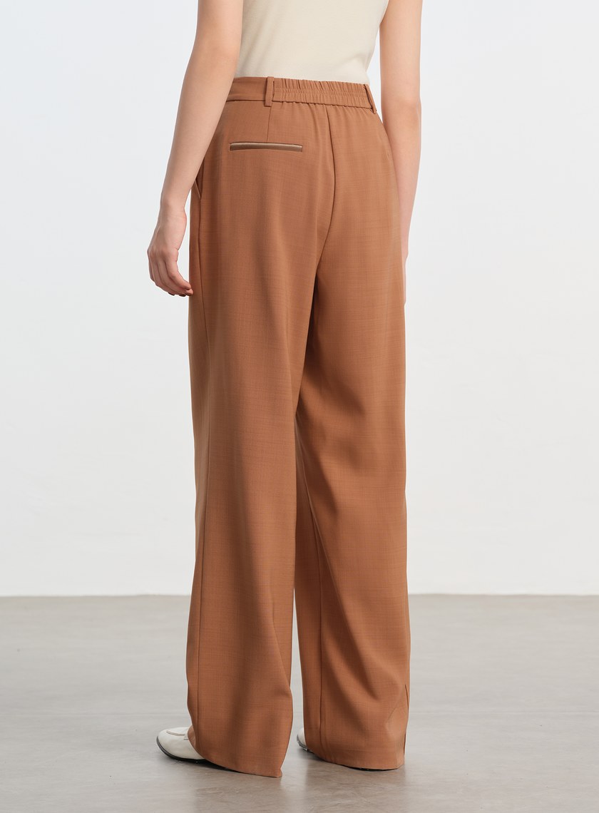 經典麂皮拼接西裝褲