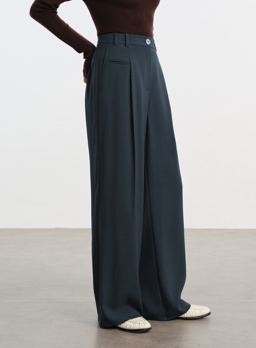 經典麂皮拼接西裝褲