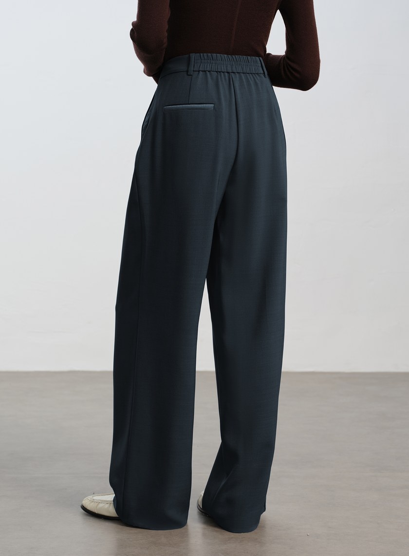 經典麂皮拼接西裝褲