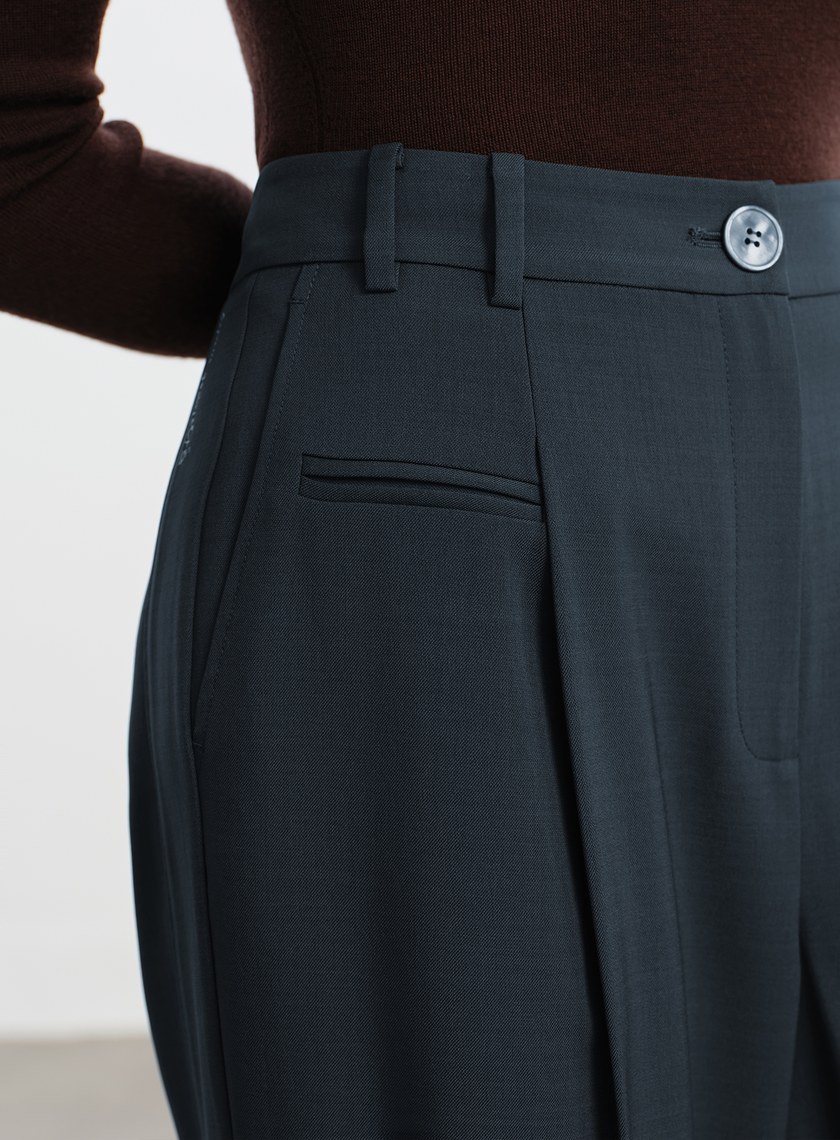 經典麂皮拼接西裝褲