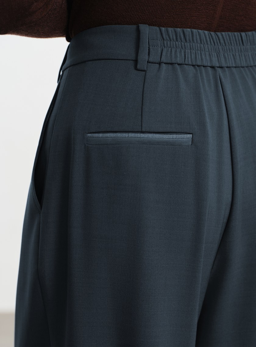 經典麂皮拼接西裝褲