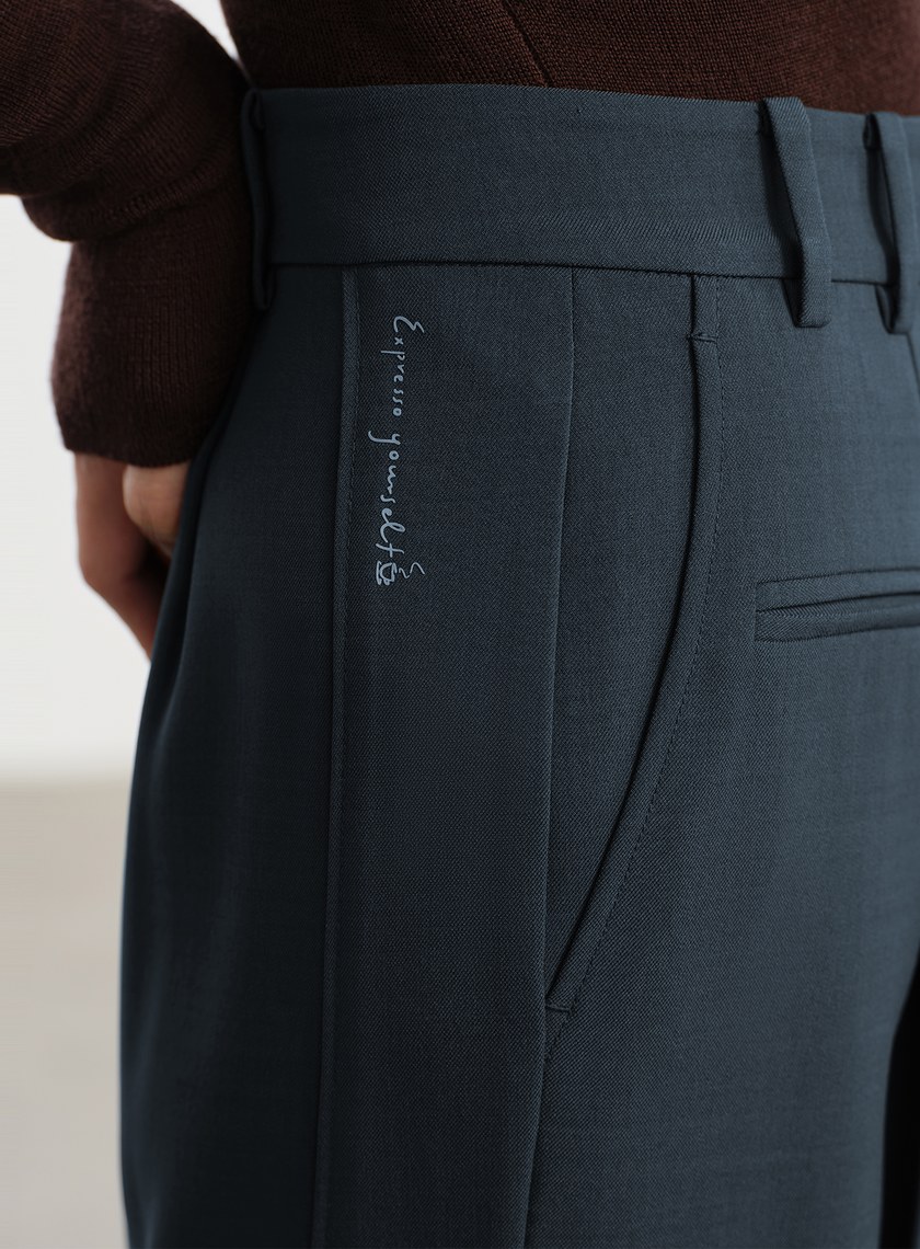 經典麂皮拼接西裝褲