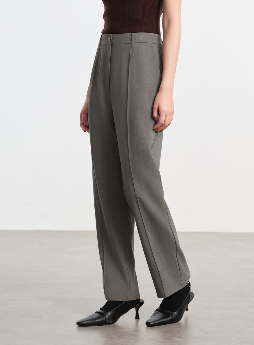 經典麂皮拼接九分褲