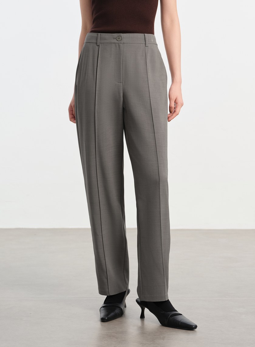 經典麂皮拼接九分褲