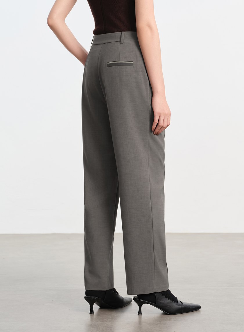 經典麂皮拼接九分褲