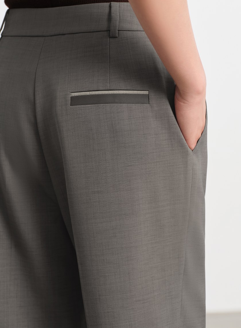 經典麂皮拼接九分褲