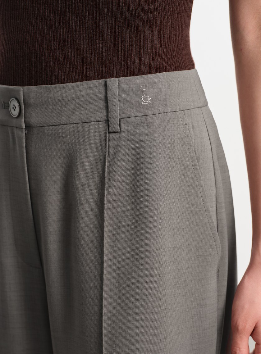 經典麂皮拼接九分褲