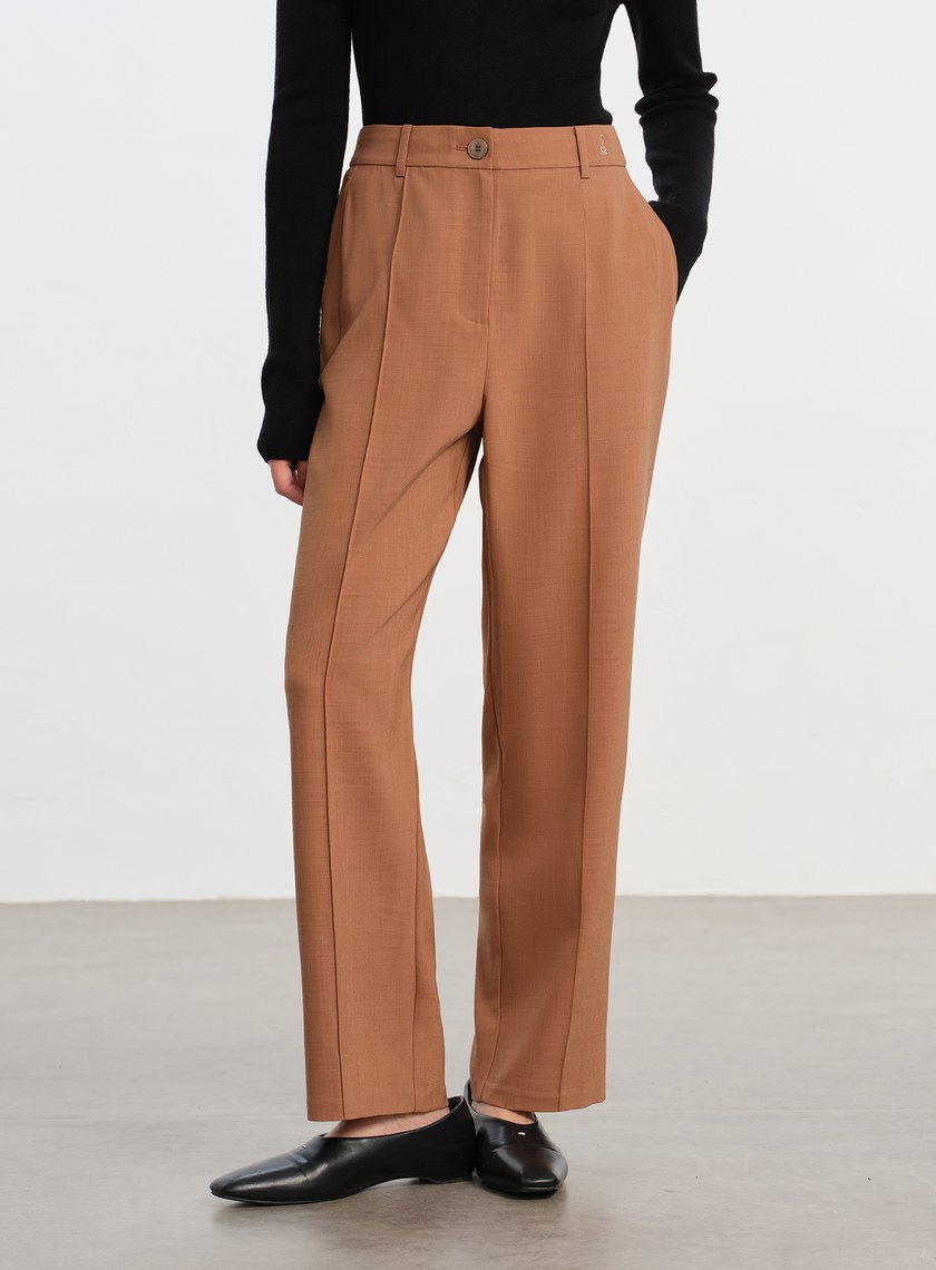 經典麂皮拼接九分褲