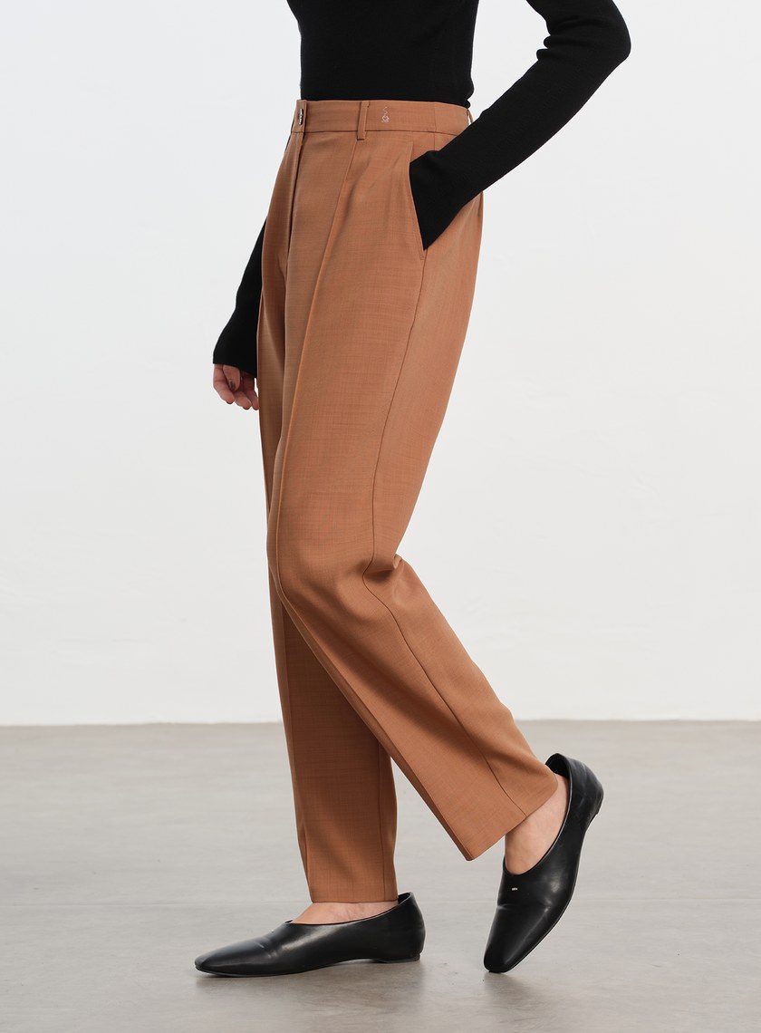 經典麂皮拼接九分褲