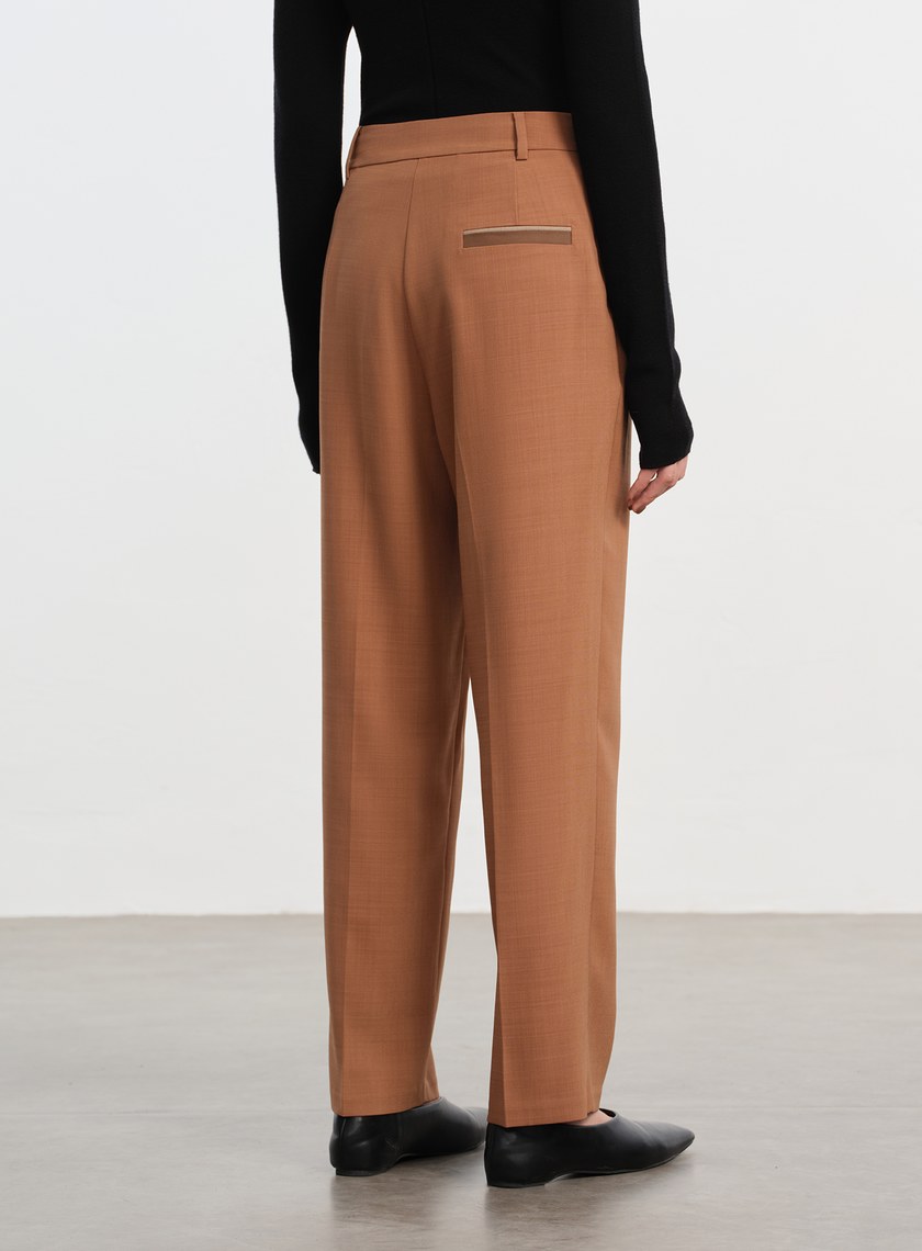 經典麂皮拼接九分褲