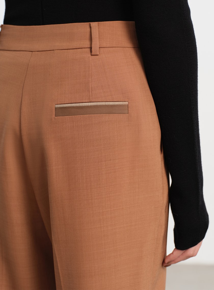 經典麂皮拼接九分褲