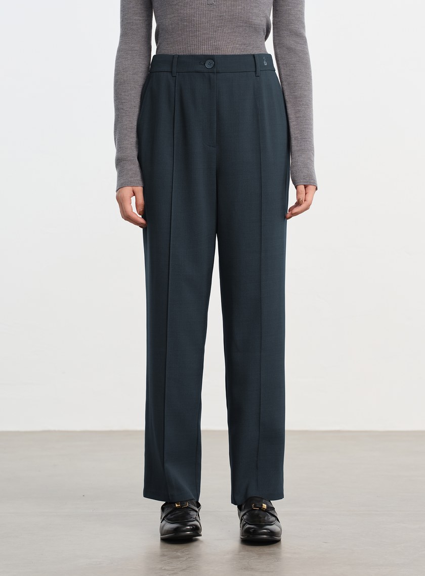 經典麂皮拼接九分褲