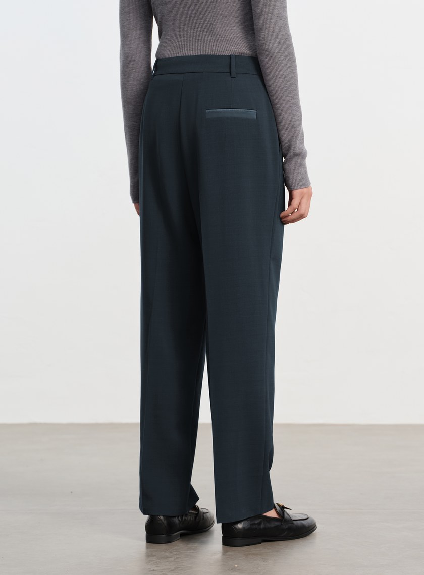 經典麂皮拼接九分褲