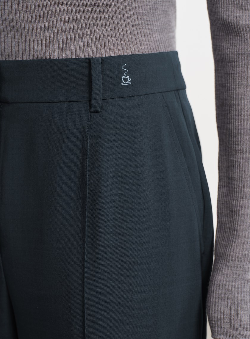 經典麂皮拼接九分褲