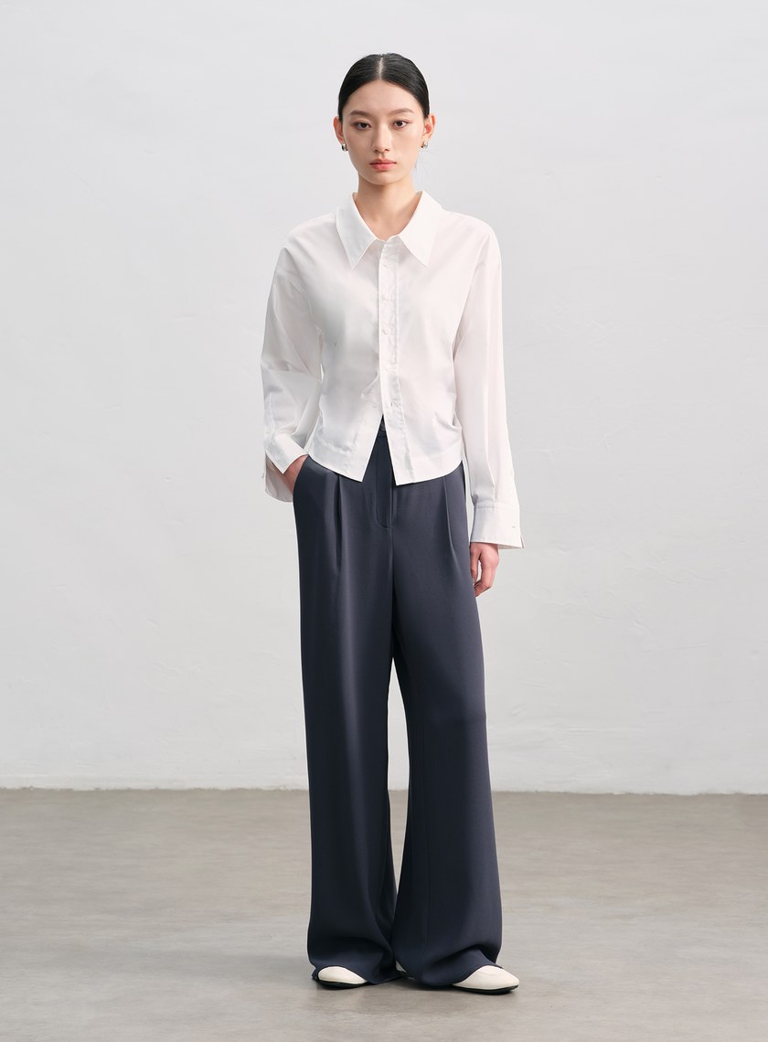 垂感醋酸修身西裝褲