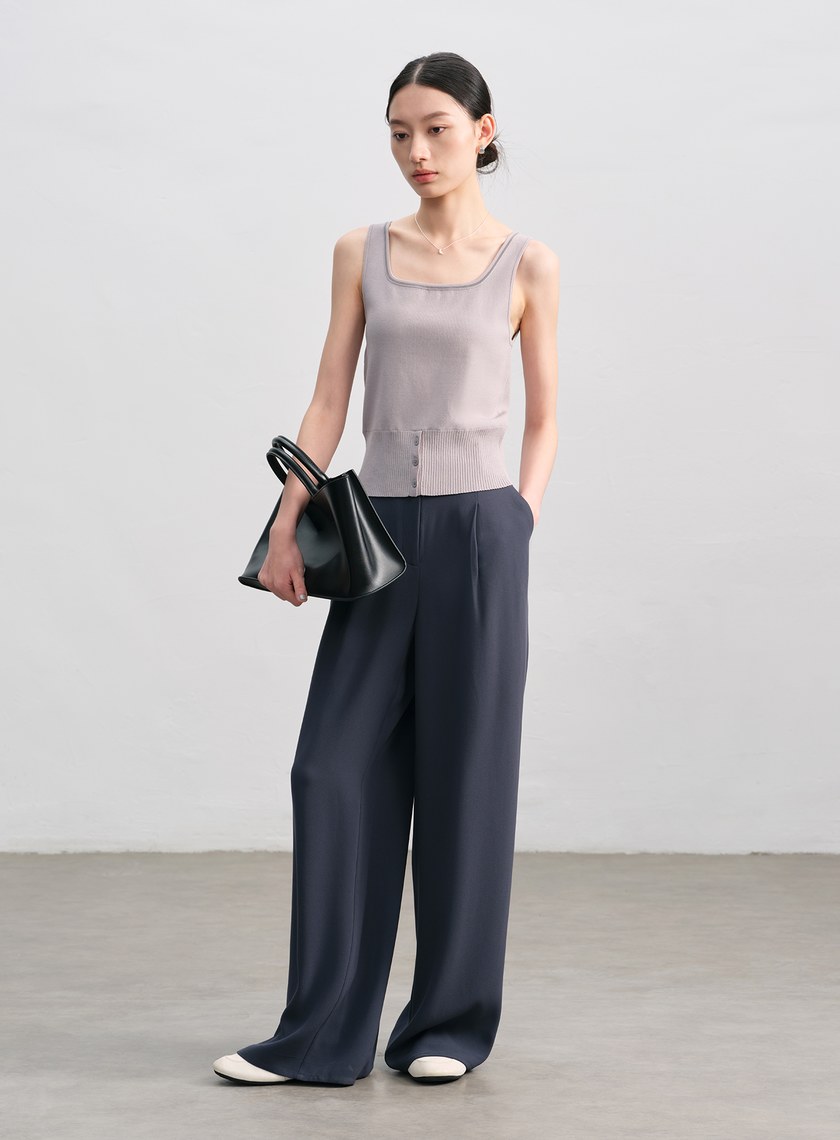 垂感醋酸修身西裝褲