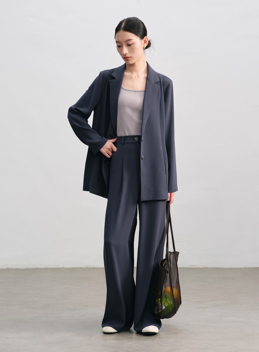 垂感醋酸修身西裝褲