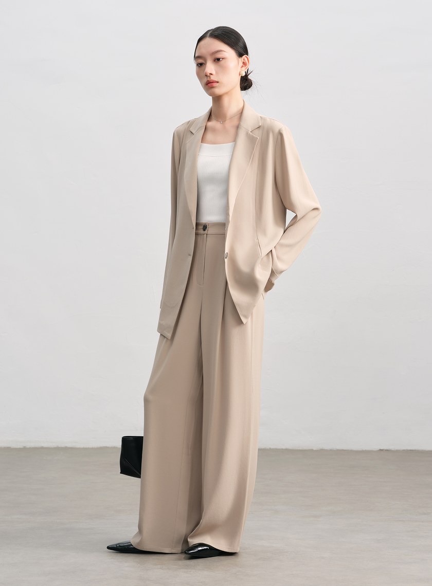 垂感醋酸修身西裝褲