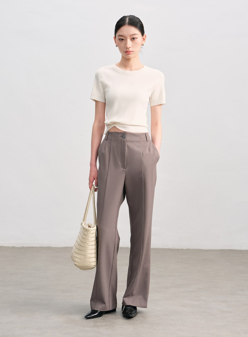 率性無腰頭直筒褲