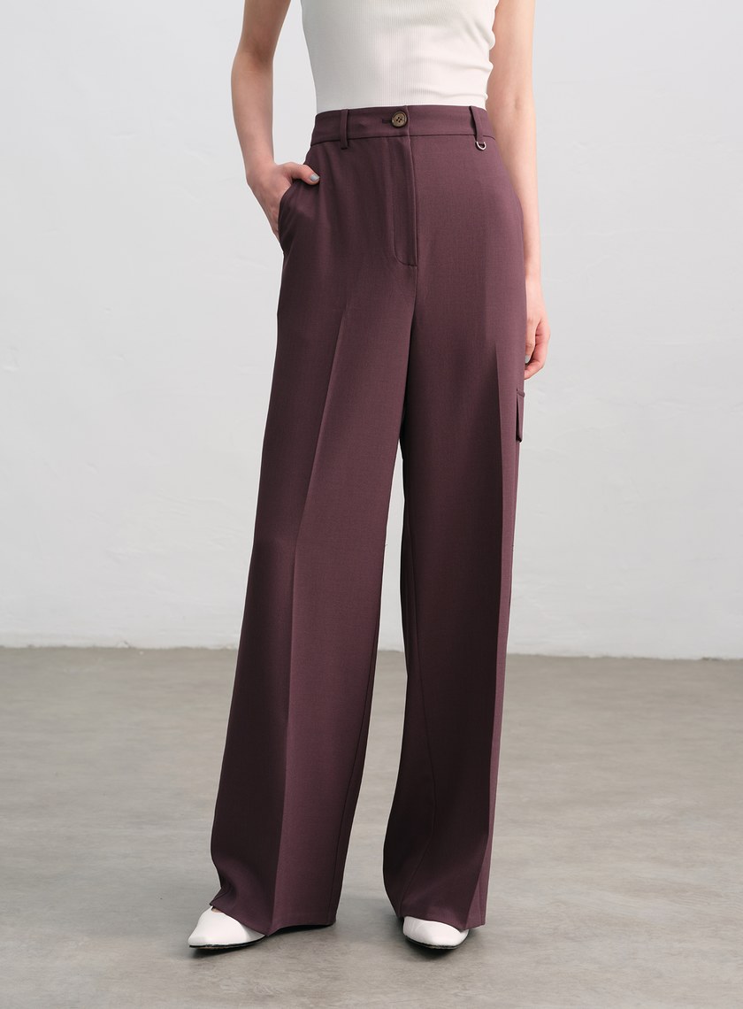 不對稱工裝闊腿褲