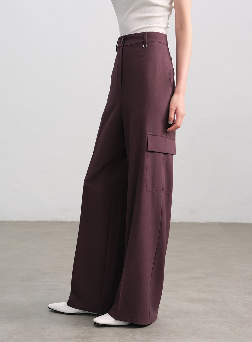 不對稱工裝闊腿褲