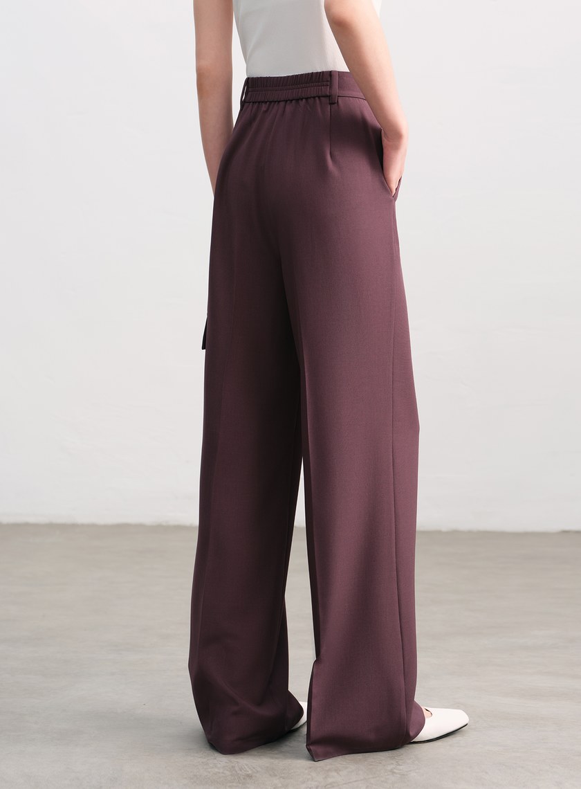 不對稱工裝闊腿褲