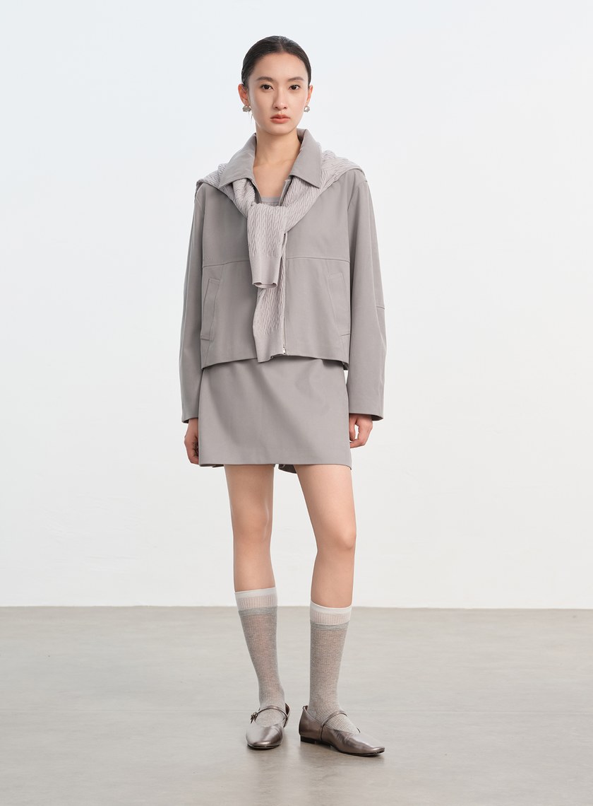 仿麂皮一片式褲裙