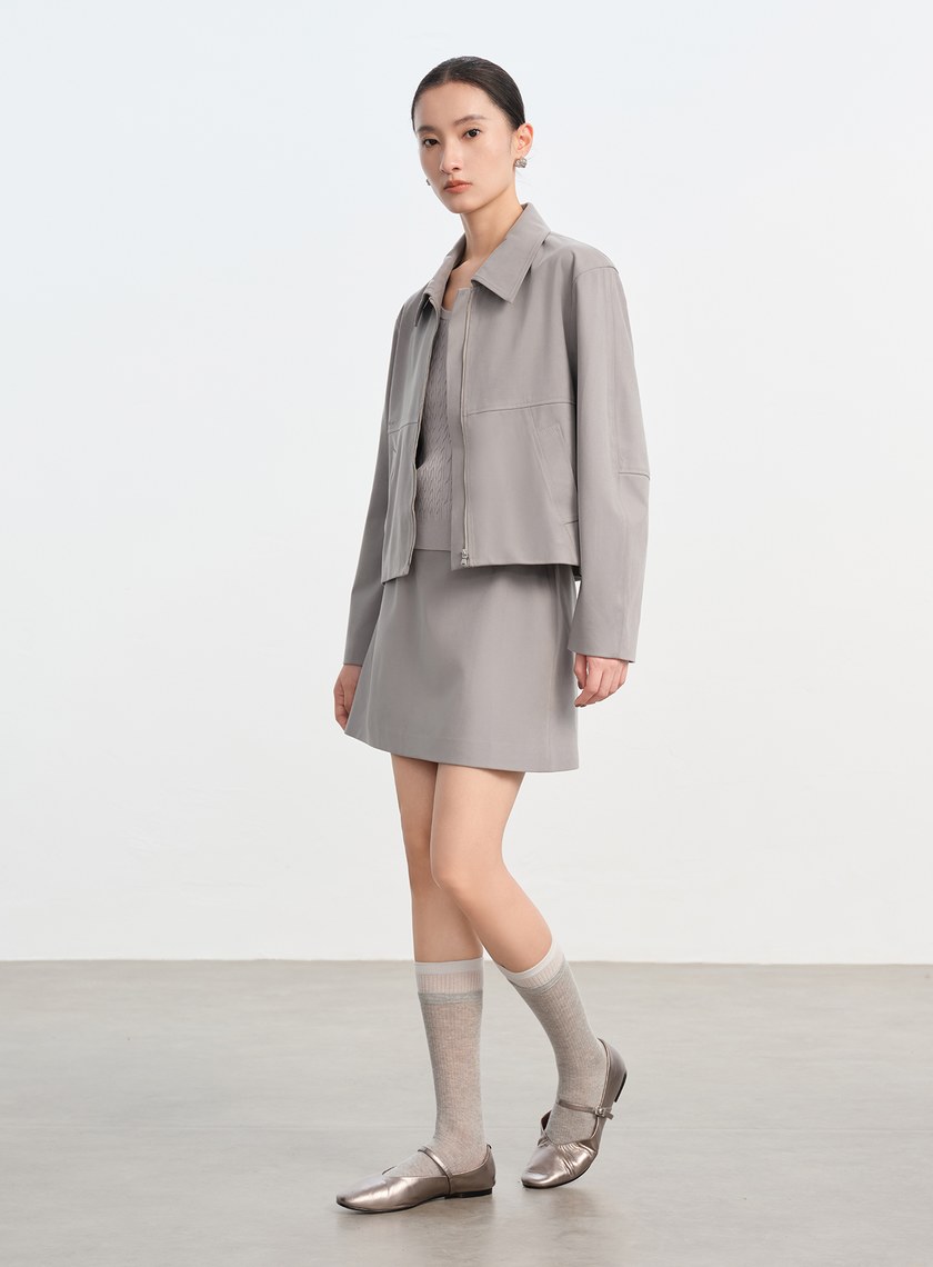 仿麂皮一片式褲裙