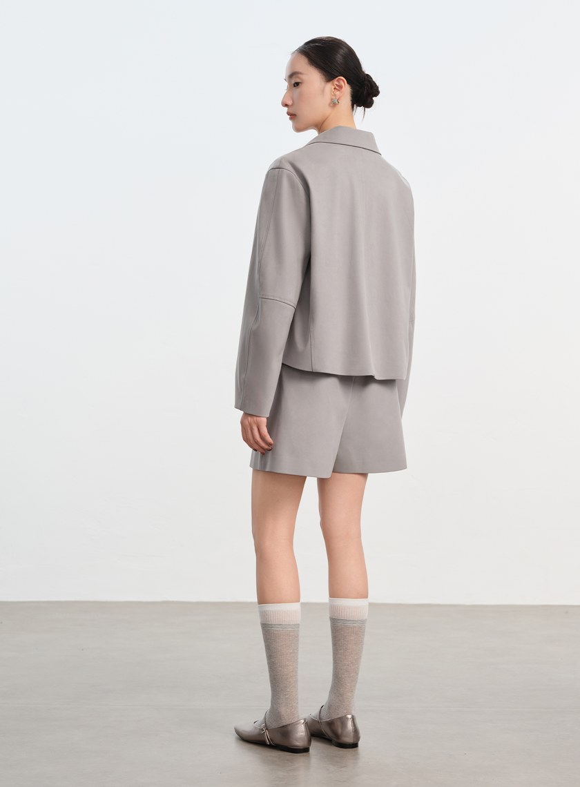 仿麂皮一片式褲裙