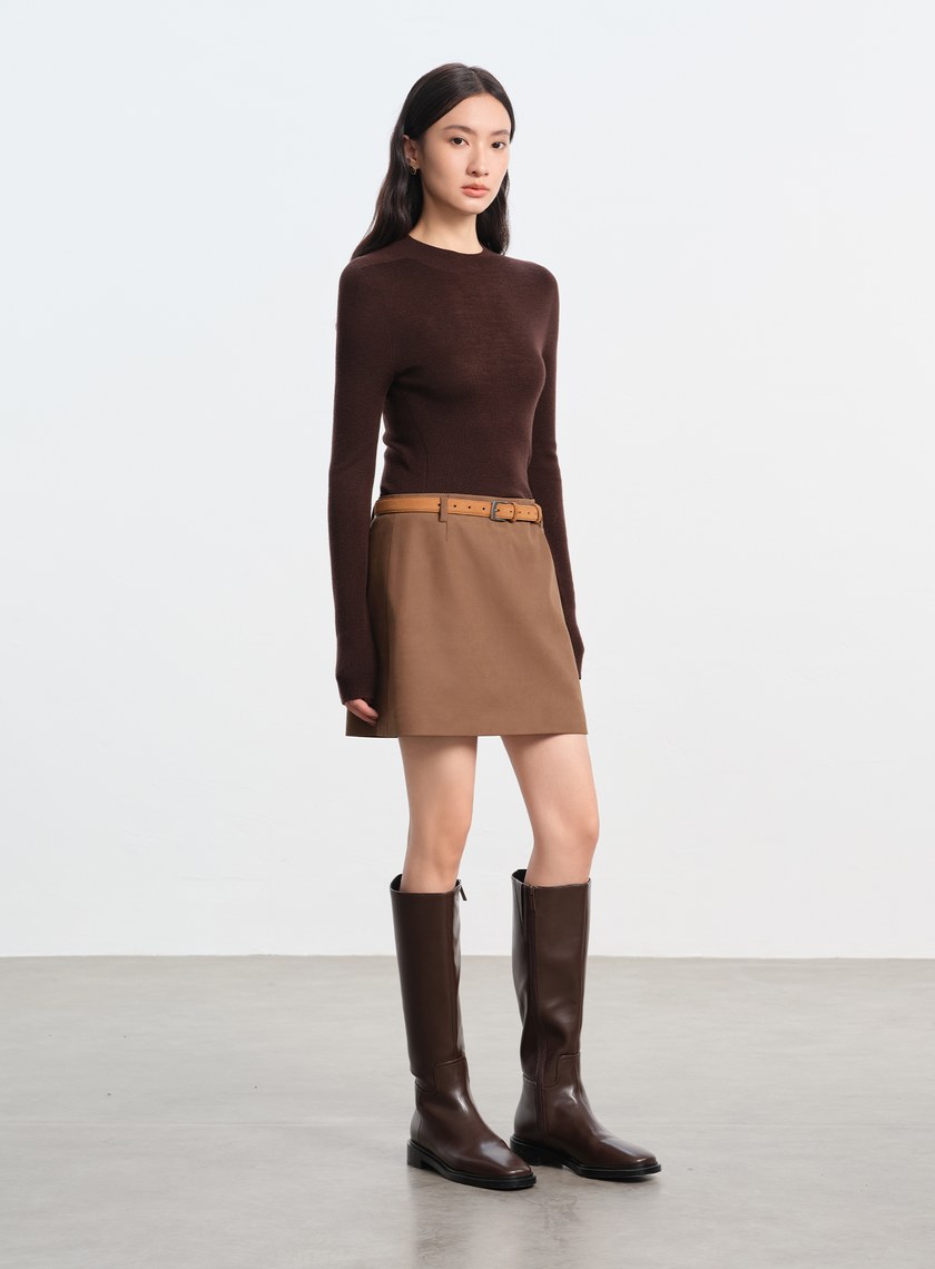 仿麂皮一片式褲裙