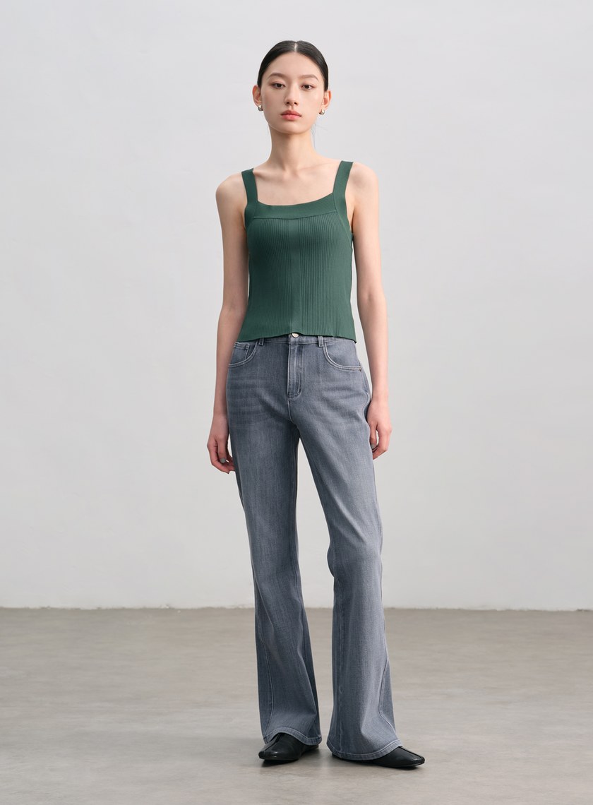 彈力復古喇叭牛仔褲