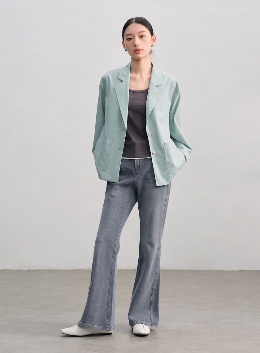 彈力復古喇叭牛仔褲