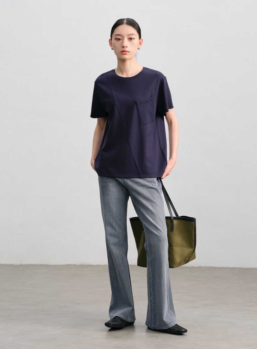 彈力復古喇叭牛仔褲