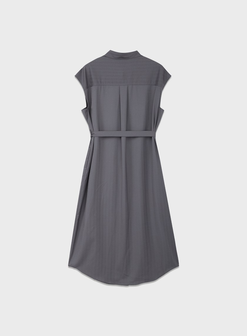 條紋亞麻襯衫洋裝