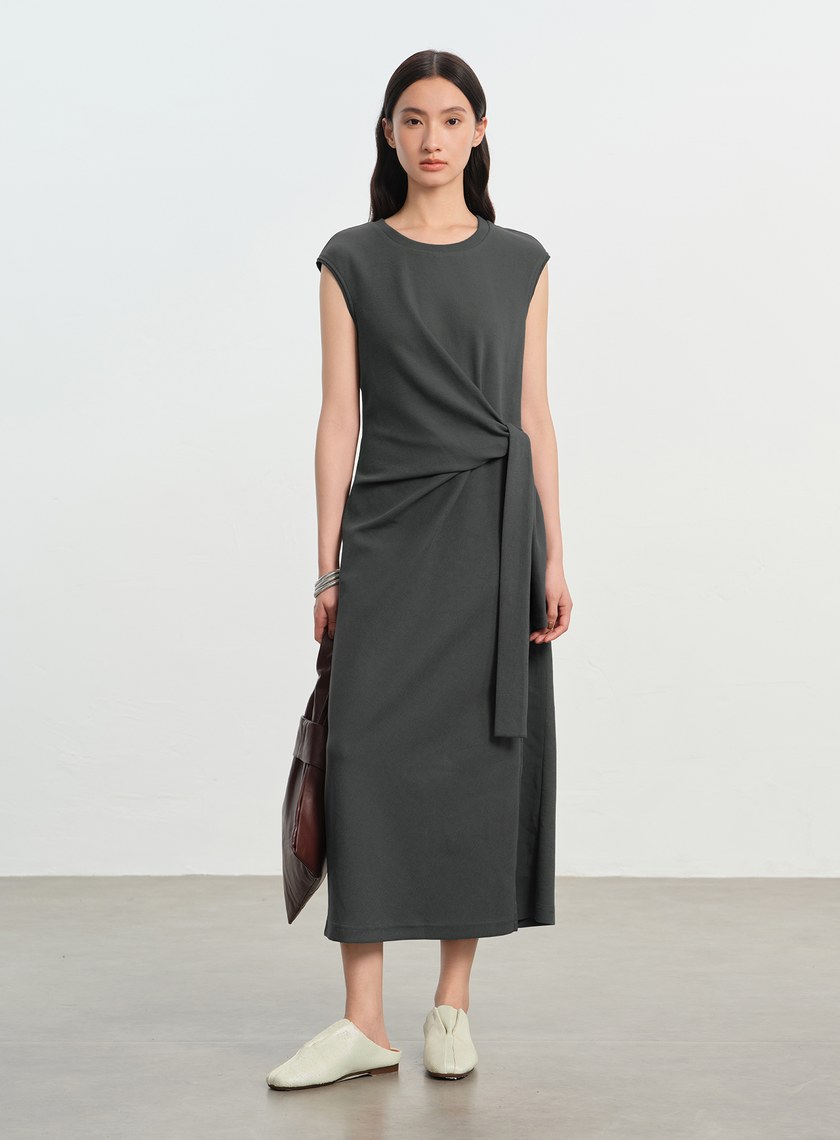 垂墜感綁帶連身裙