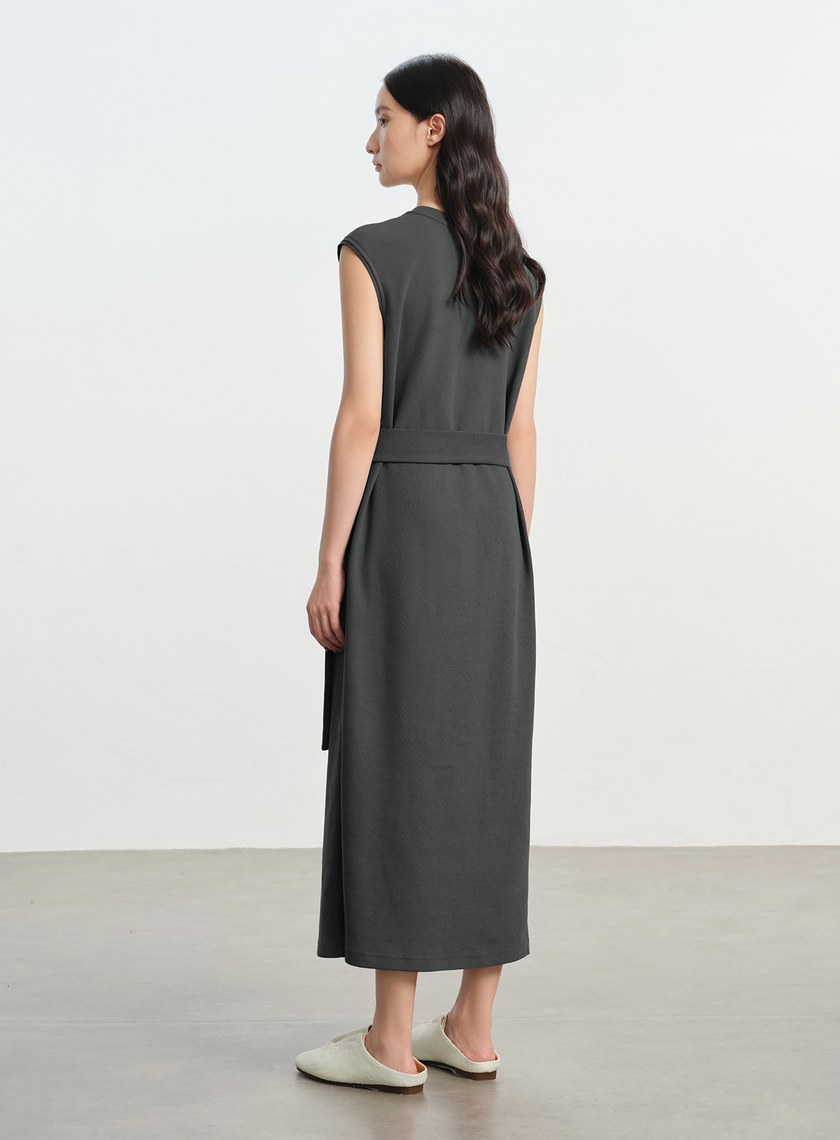 垂墜感綁帶連身裙