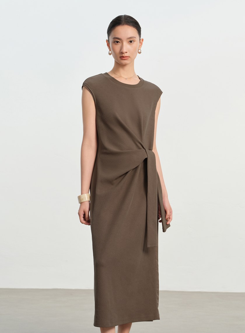 垂墜感綁帶連身裙