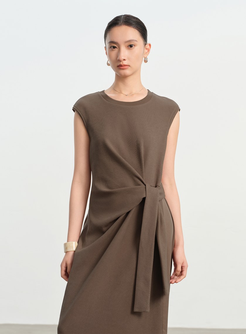 垂墜感綁帶連身裙