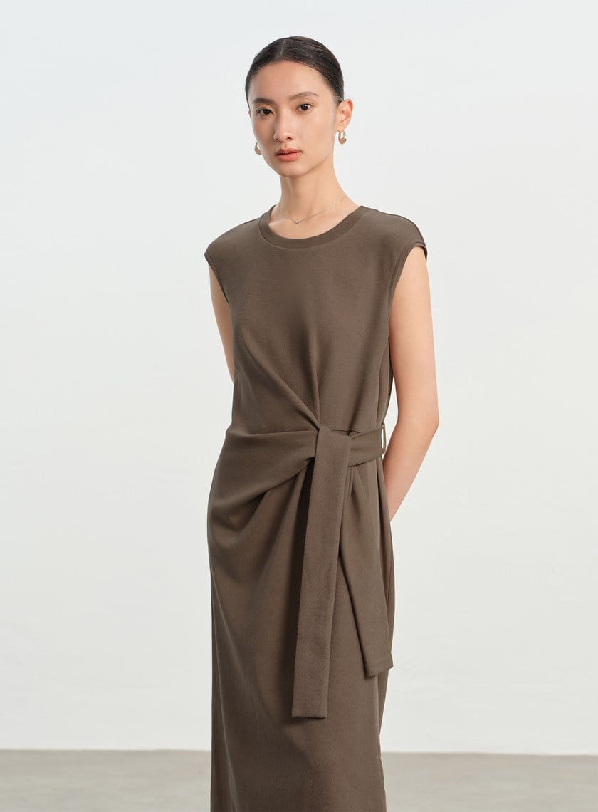 垂墜感綁帶連身裙