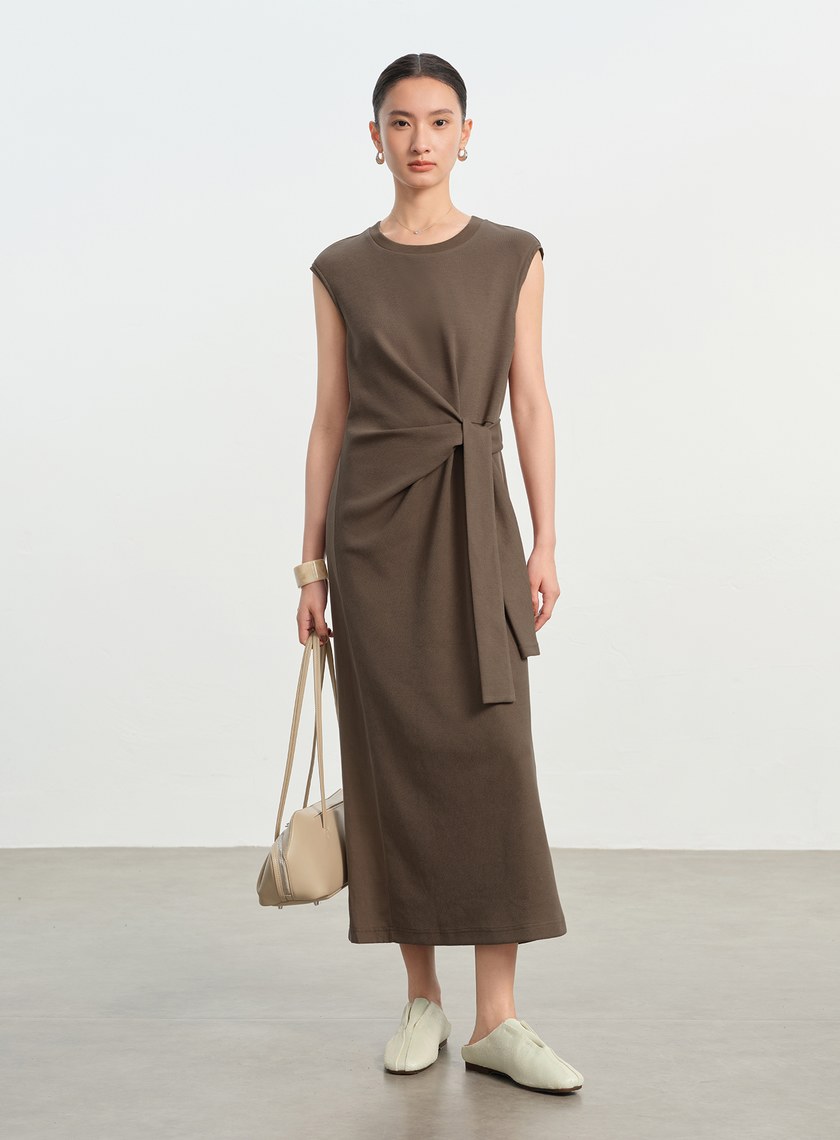 垂墜感綁帶連身裙