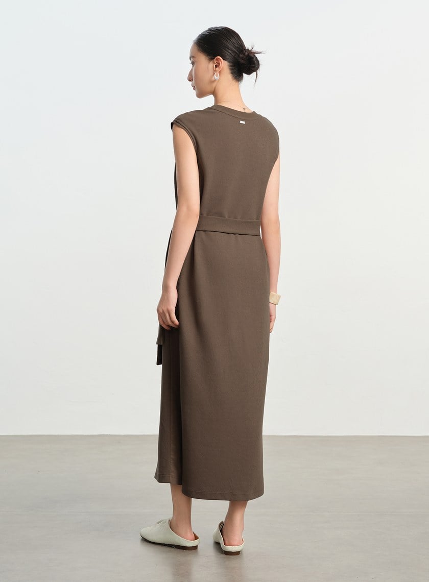 垂墜感綁帶連身裙