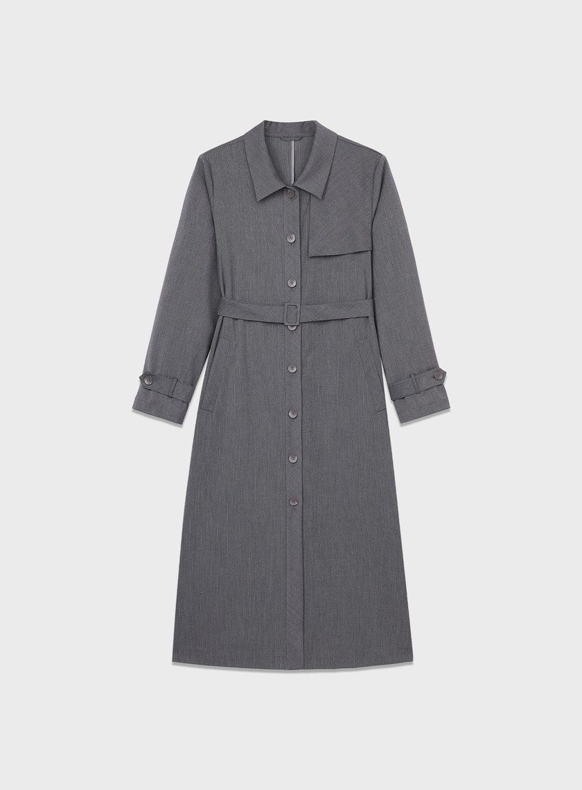 俐落長版風衣式洋裝