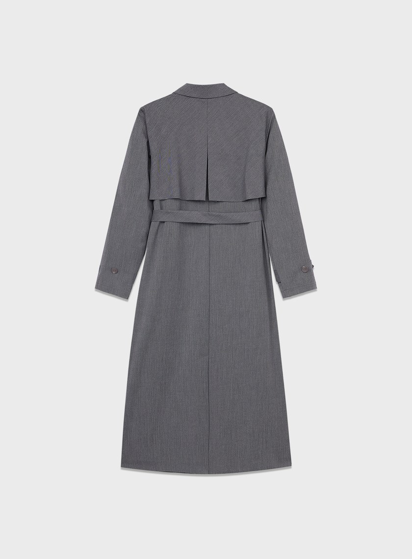 俐落長版風衣式洋裝